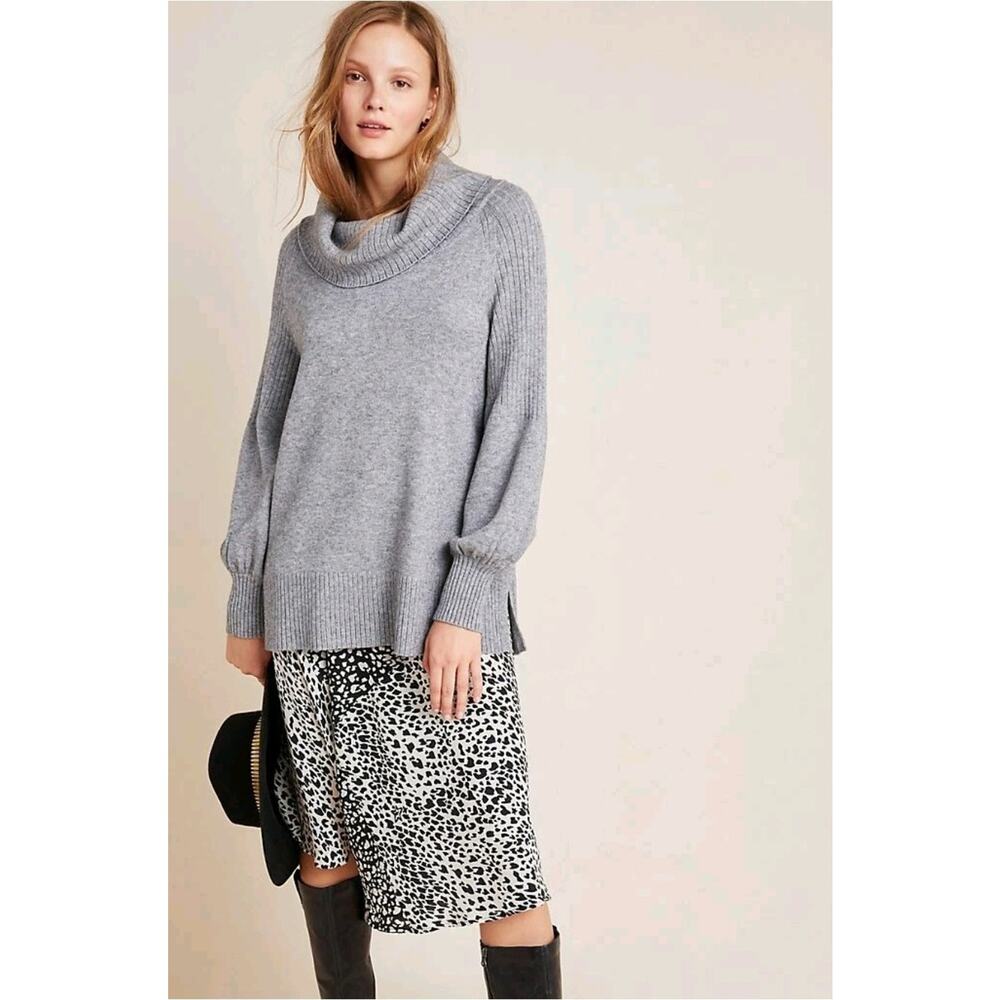 Anthropologie Paloma Knit Cowl Gray Sweater Medium